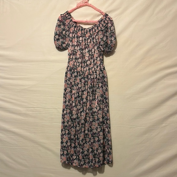 Forever 21 Dresses & Skirts - Colorful Pastel Floral Maxi Ruched Sundress w/ Puffed Sleeves Size Small